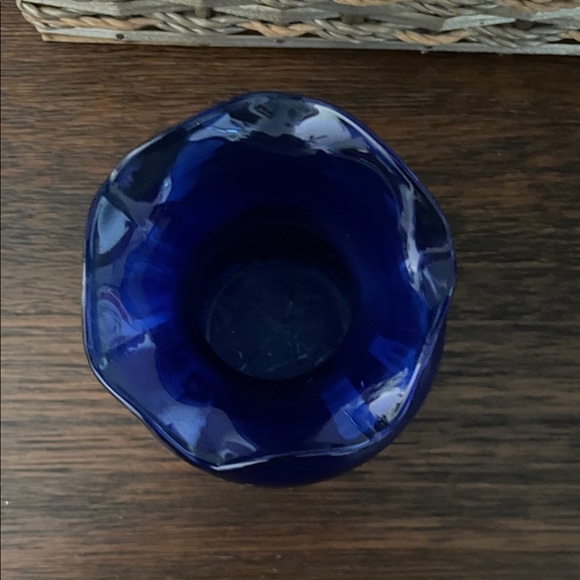 Cobalt Blue Bud Vase with Ruffled Edge - Picture 2 of 3